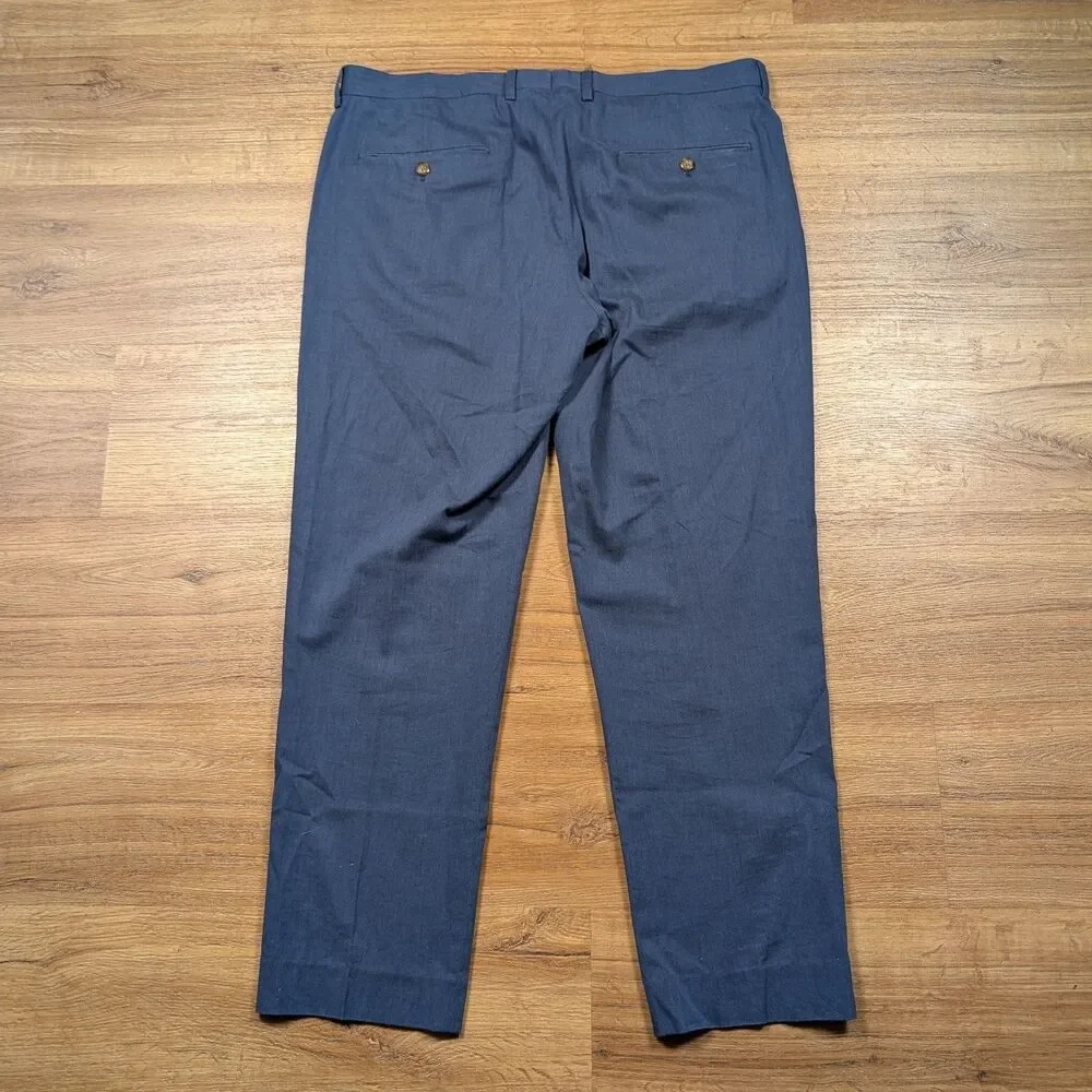 J Crew Ludlow Dress Pants Mens 35x32(29) Blue Slim Fit Flat Front Somelos Cotton